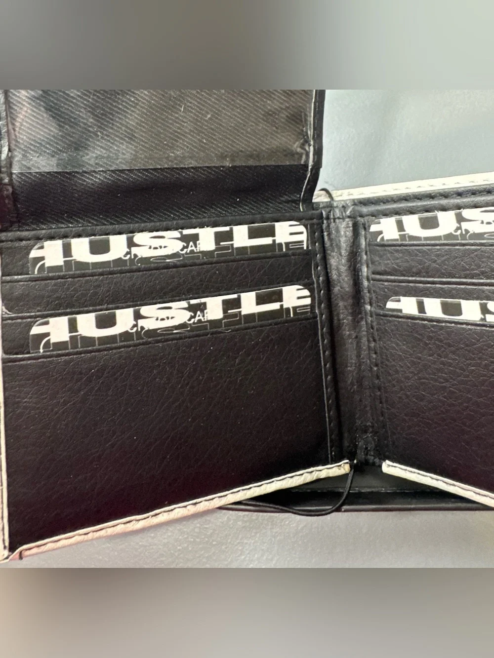 Hustle Vegan Leather Wallet - Black with Red Graphic multi compartment gift box
